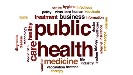 Wall Mural - Public health animated word cloud, text design animation.