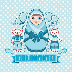 Wall Mural - Newborn little baby. Matryoshka.