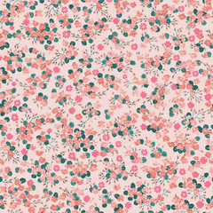 Simple gentle pattern in small-scale flower. Millefleurs. Liberty style. Floral seamless trendy color background for textile, book covers, manufacturing, wallpapers, print, gift wrap and scrapbooking.