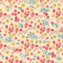 Simple Cute Pattern In Small Flower. Liberty Style. Floral Seamless Background For Textile Or Book Covers, Manufacturing, Wallpapers, Print, Gift Wrap And Scrapbooking.