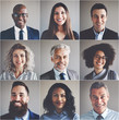 Smiling group of ethnically diverse professional businessmen and