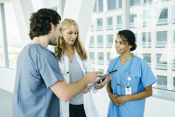 Wall Mural - Group of medical professionals, doctor, nurses, in hospital 