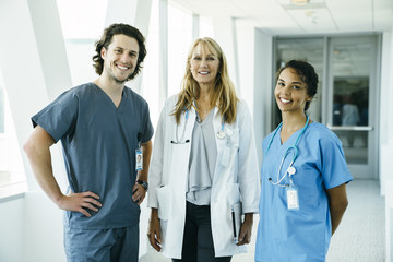 Wall Mural - Group of medical professionals, doctor, nurses, in hospital 