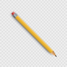 Vector Realistic Isolated Wooden Yellow Pencil On The Transparent Background For Decoration And Covering.