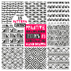 Wall Mural - set of 8 primitive geometric patterns collection. includes 15 pattern brushes for illustrator. triba