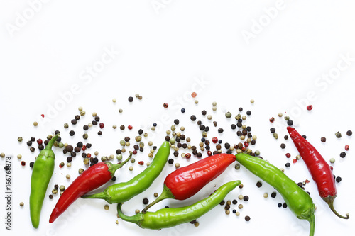 food-background-red-and-green-chili-pepper-on-white-background