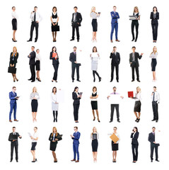 Set of business people isolated on white.