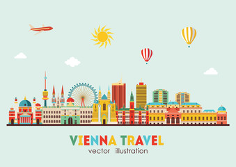 Wall Mural - Vienna skyline. Vector illustration - stock vector