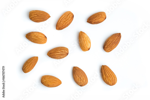 Cuadros en Lienzo Almond nuts on isolated white background