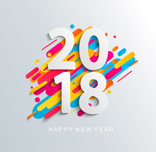 New Year 2018 Design Card On Modern Background.