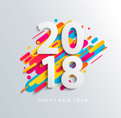 Wall Mural - New Year 2018 design card on modern background.