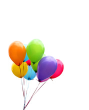 Balloons, Luftballons, Ballons, Bunt, Auf Weiß, Freigestellt, Isoliert, Textraum, Copy Space, Hochformat