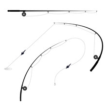 Fishing Rods With Spool And Hook - Bent And Straight