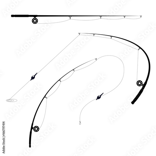 Fotografía Fishing rods with spool and hook - bent and straight