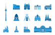 Wahrzeichen von Deutschland - Iconset (in Blau)