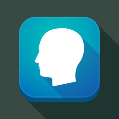 Sticker - Long shadow app button with a male head