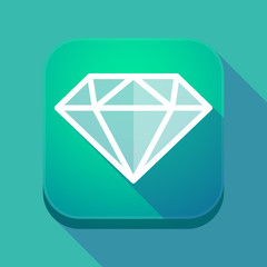 Sticker - Long shadow app button with a diamond