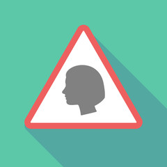 Poster - Long shadow warning signal with a female head