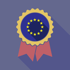 Poster - Long shadow badge with  the EU flag stars