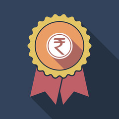 Poster - Long shadow badge with  a rupee coin icon