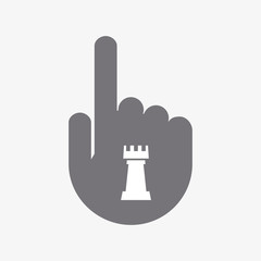 Sticker - Isolated touching hand with a  rook   chess figure