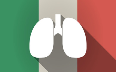 Sticker - Long shadow Italy flag with  a healthy human lung icon