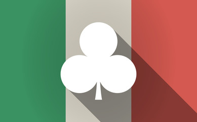 Sticker - Long shadow Italy flag with  the  Club  poker playing card sign