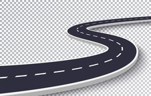 Winding Road Isolated Transparent Special Effect. Road Way Location Infographic Template. Vector EPS 10