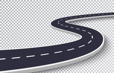 winding road isolated transparent special effect. road way location infographic template. vector eps