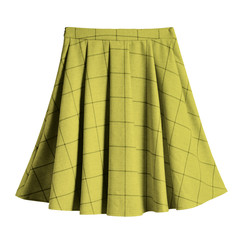 Wall Mural - Yellow checkered pleated cotton midi skirt isolated