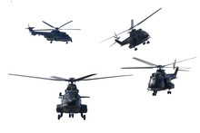 Four Military Helicopters Doing Demonstrations