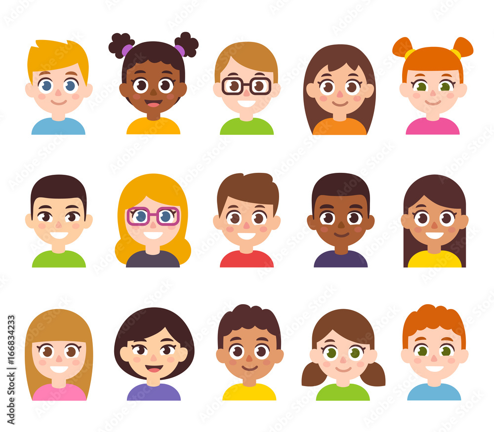 Cartoon children avatar set Stock Vector | Adobe Stock