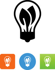 Sticker - Light Bulb With Two Leaves Icon - Illustration