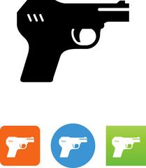 Poster - Luger Style Hand Gun Icon - Illustration