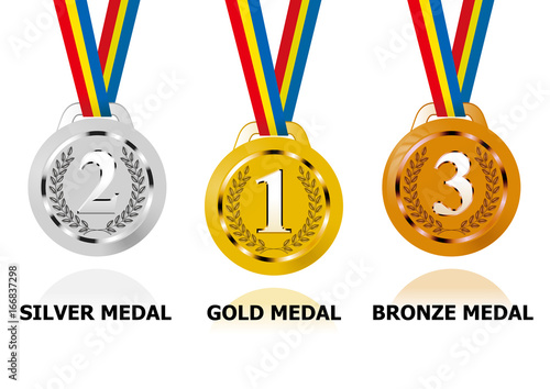 金メダル 銀メダル 銅メダル Gold Medal Silver Medal And Bronze Medal イラスト素材 Stock Vector Adobe Stock