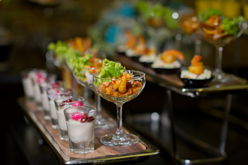 cocktail food buffet. catering. dessert