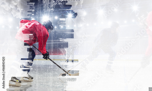 Hockey players on ice. Mixed media Wallpaper Mural