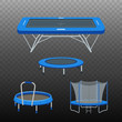 Jumping trampoline flat realistic icon
