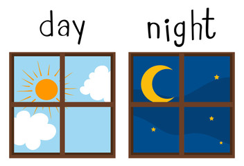 Poster - Opposite wordcard for day and night