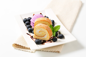 Sticker - Swiss roll with blueberry ice cream