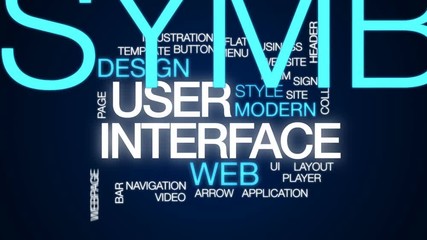 Wall Mural - user interface animated word cloud, text design animation.