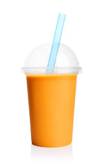 Sticker - Orange smoothie in plastic transparent cup