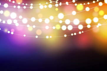Wall Mural - decorative background with glowing string lights