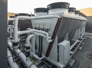 Ventilation system on the roof of the building.