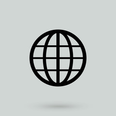 Wall Mural - Globe Icon in trendy flat style isolated on grey background. World symbol