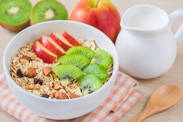 Muesli with fresh fruit and milk