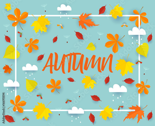 Autumn Fall Banner Background Template With Beautiful Colorful