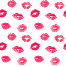 Seamless Pattern With Traces Of Lipstick
