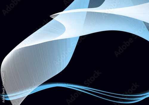 Zdjęcie XXL abstrakcyjne niebieskie tło z białymi liniami i pętlami