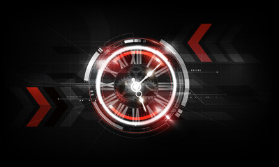 Wall Mural - abstract futuristic technology background with clock concept and time machine, vector transparent